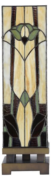Clayre & Eef Lampada da tavolo Tiffany 15x15x54 cm Vetro beige marrone