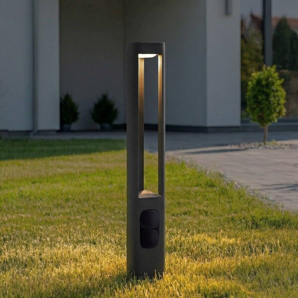 Lampioncino da giardino Pirron Lucande, Nero, Alluminio, Moderno, Lampada LED da esterni