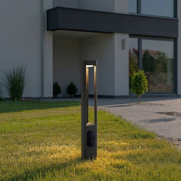 Lampioncino da giardino Pirron Lucande, Nero, Alluminio, Moderno, Lampada LED da esterni