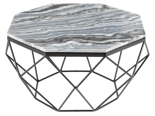 Elegante tavolino DIAMOND 70 cm grigio-nero con piano in marmo
