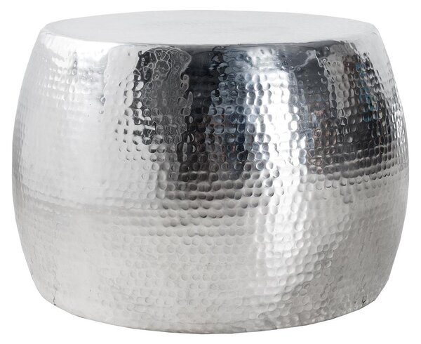 Riess-ambiente Tavolino rotondo ORIENT 60 cm in metallo argento, alluminio con finitura martellata, tavolino da salotto