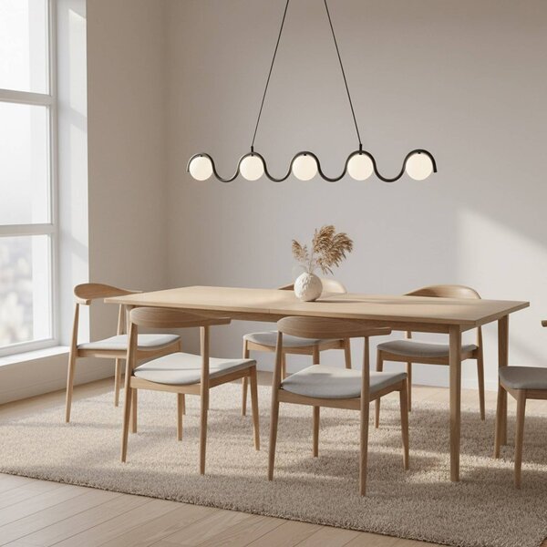 Lampada a sospensione in vetro Sinus 5 EMIBIG LIGHTING, dimmerabile, Nero, Soggiorno / Sala da pranzo, Vetro, Moderno, Lampada a sospensione