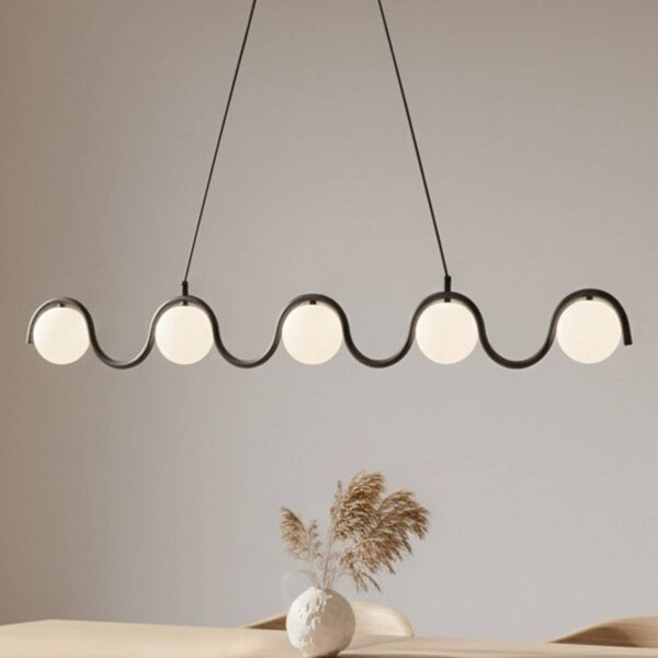 Lampada a sospensione in vetro Sinus 5 EMIBIG LIGHTING, dimmerabile, Nero, Soggiorno / Sala da pranzo, Vetro, Moderno, Lampada a sospensione