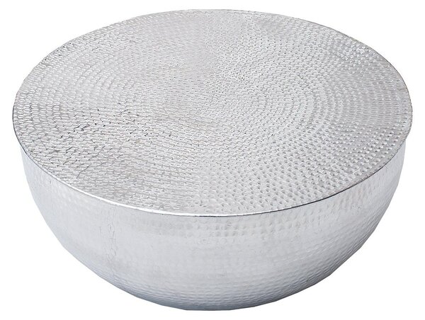 Riess-ambiente Tavolino rotondo ORIENT II 60 cm argento metallo alluminio martellato design tavolino tavolino