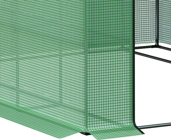 Outsunny Serra da giardino serra d'inverno con ripiani a 3 livelli porta avvolgibile tubo in acciaio 244 x 180 x 210 cm verde