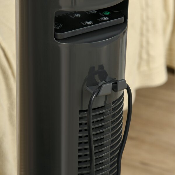 HOMCOM Ventilatore colonna 45W telecomando timer 3 modalità 3 velocità oscillante silenzioso Ø 22 x 77 cm grigio scuro