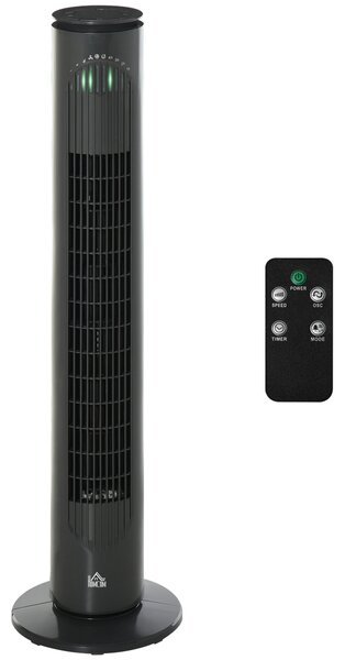 HOMCOM Ventilatore colonna 45W telecomando timer 3 modalità 3 velocità oscillante silenzioso Ø 22 x 77 cm grigio scuro