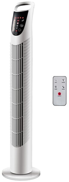 HOMCOM Ventilatore colonna oscillante silenzioso 40 W telecomando pannello di controllo tattile 3 velocità Ø18 x 78,5H cm bianco