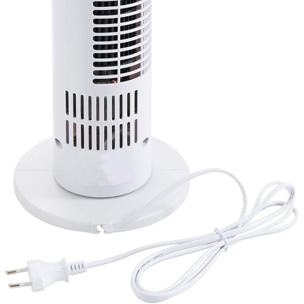 HOMCOM Ventilatore colonna oscillante silenzioso 40 W telecomando pannello di controllo tattile 3 velocità Ø18 x 78,5H cm bianco