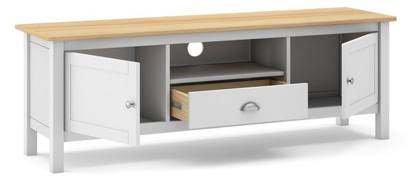 Tavolo TV in pino bianco/naturale 158x53 cm Misti - Marckeric