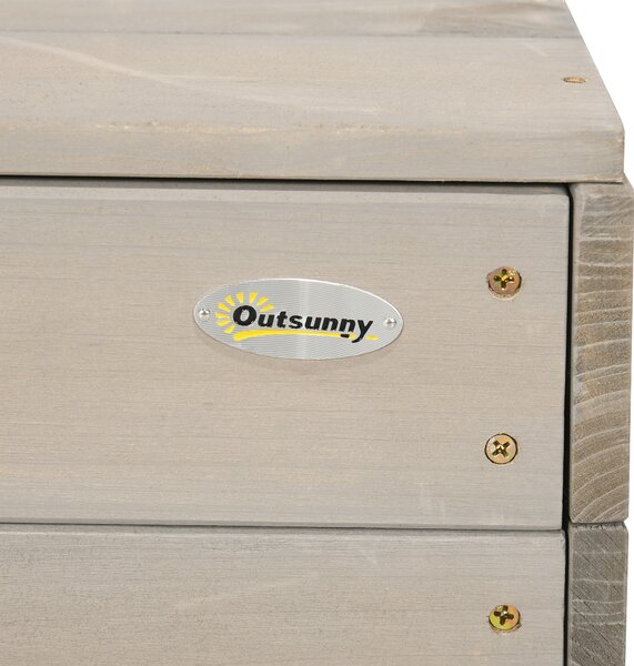 Outsunny Bac à sable quadrato in legno per bambini con panche tetto regolabile lavagna e giochi 114 x 113 x 110 cm grigio