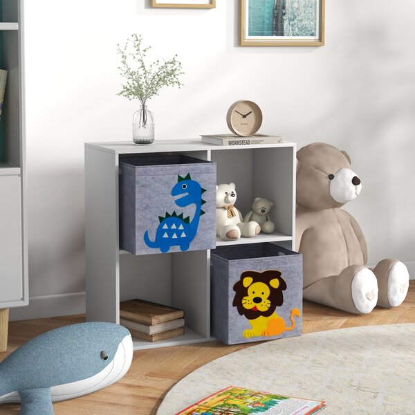 ZONEKIZ Scaffale Portaoggetti per Bambini, Cubi, Cassetti, MDF, Antiribaltamento, Bianco | Aosom Italy