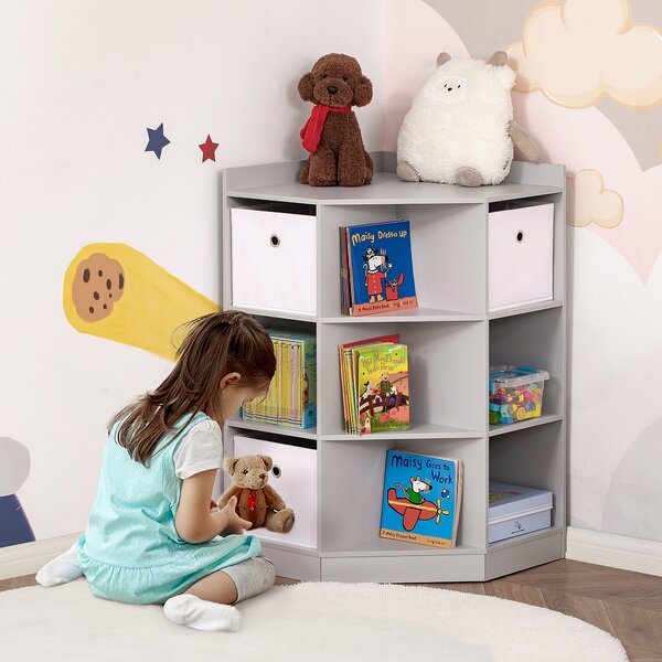 HOMCOM Scaffale per Bambini a 3 Cassetti in Tessuto non Tessuto e MDF, Grigio | Aosom Italy