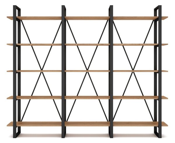 Scaffale in rovere nero/naturale 218x180 cm Aviva - Marckeric