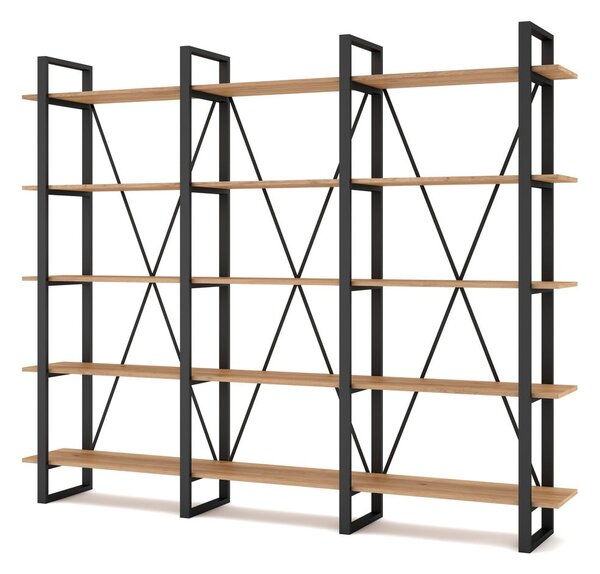 Scaffale in rovere nero/naturale 218x180 cm Aviva - Marckeric
