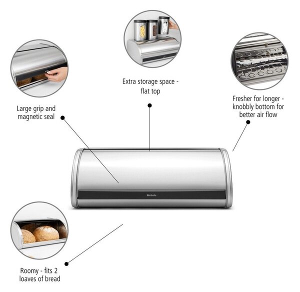 Porta pane in acciaio Roll Top - Brabantia