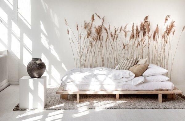 Letto matrimoniale in legno di pino con griglia 160x200 cm Japan - Karup Design