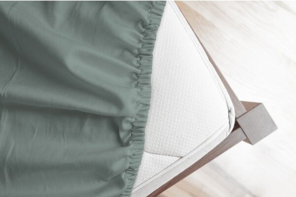 Lenzuolo con angoli verde in flanella 90x200 cm – Good Morning