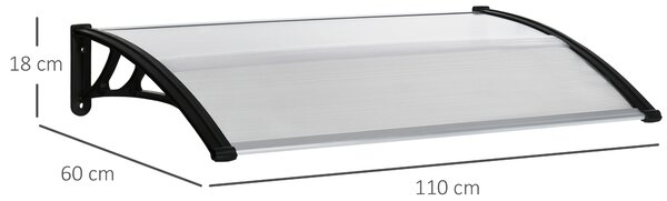 Outsunny Pensilina da Esterno per Finestre e Porte, in Policarbonato e Alluminio, 110x60x23cm - Trasparente|Aosom