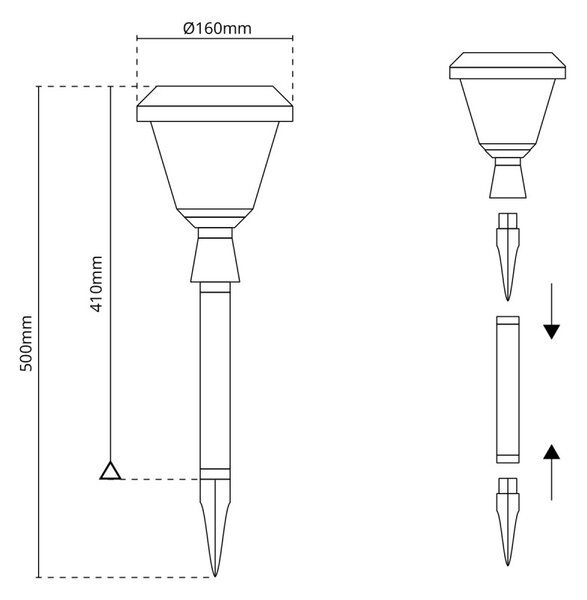 Lampada Solare da Giardino a Picchetto IP65 200 lumen, con Telecomando Colore Bianco Naturale 4.000K