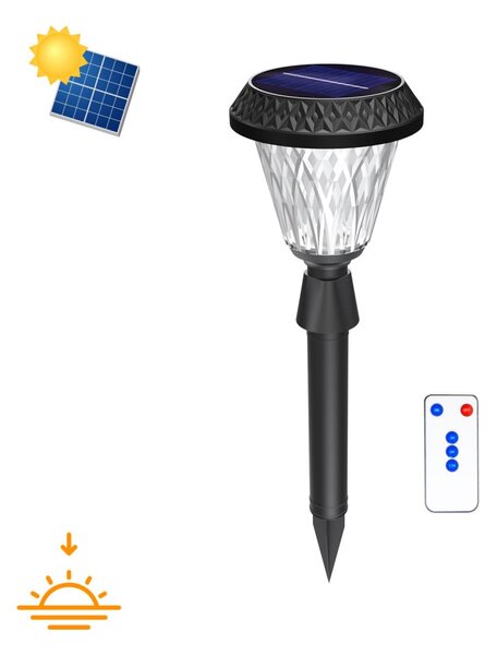 Lampada Solare da Giardino a Picchetto IP65 200 lumen, con Telecomando Colore Bianco Naturale 4.000K