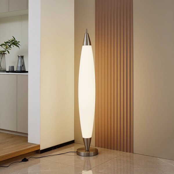 Lampada da terra a LED Tarell Lucande, dimmerabile, Bianco / Opale, Soggiorno / Sala da pranzo, Plastica, Moderno, Lampada LED da terra