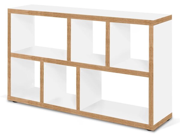 Libreria bianca con bordo in legno 150x83 cm Berlin - TemaHome