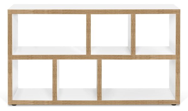 Libreria bianca con bordo in legno 150x83 cm Berlin - TemaHome