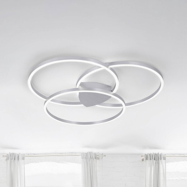 Q-Smart-Home Plafoniera smart Q-Kate, dimmerabile, Alluminio / Grigio / Zincato, Soggiorno / Sala da pranzo, Alluminio, Moderno