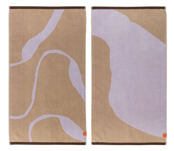 Set di 2 asciugamani in cotone biologico nei colori lavanda e marrone chiaro 50x90 cm Nova Arte - Mette Ditmer Denmark