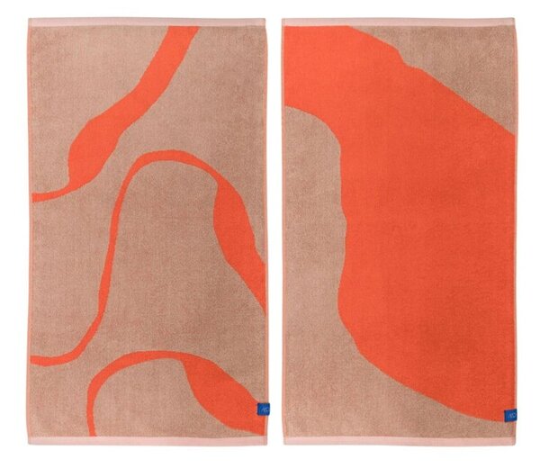 Asciugamani arancio/marrone chiaro in set da 2 in cotone biologico 50x90 cm Nova Arte - Mette Ditmer Denmark
