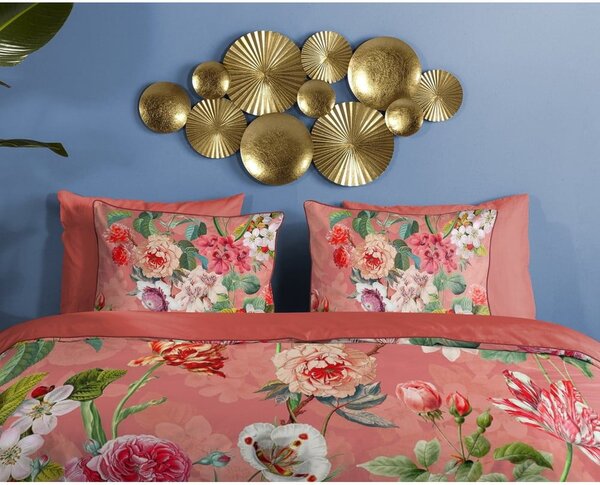 Lenzuolo singolo in cotone biologico arancione Flowery, 140 x 220 cm Organic - Descanso