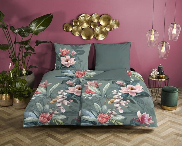 Lenzuolo singolo in cotone biologico verde Rose, 140 x 220 cm Organic - Descanso