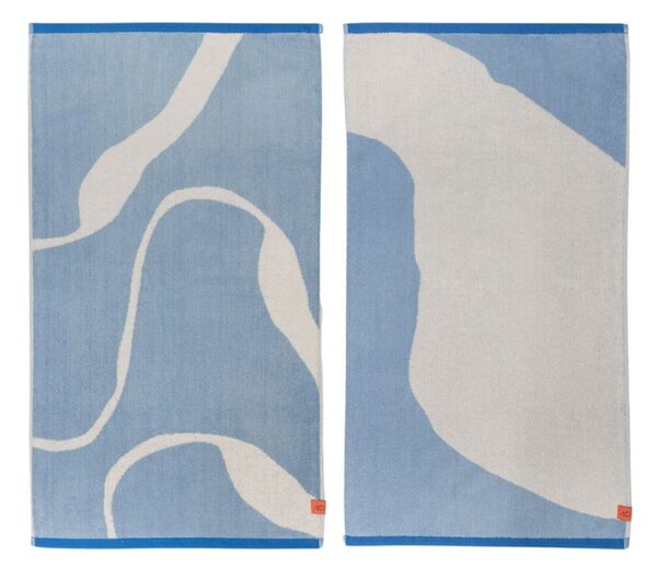 Asciugamani bianchi e blu in set da 2 pezzi in cotone biologico 50x90 cm Nova Arte - Mette Ditmer Denmark