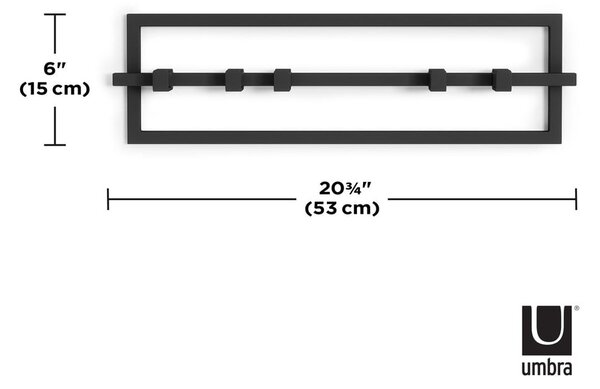 Appendiabiti da parete in metallo nero Cubiko - Umbra