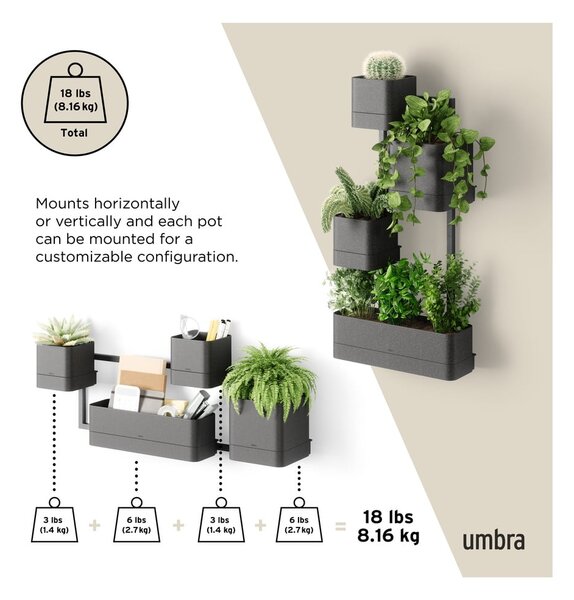 Vasi di plastica sospesi per erbe aromatiche in set di 4 pezzi Cubiko - Umbra