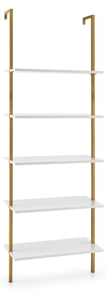 Costway Libreria espositiva a 5 livelli con struttura in metallo, Scaffale a scala multifunzionale a 5 strati Bianco