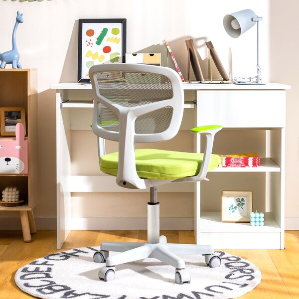 Costway Sedia per scrivania per bambini con altezza regolabile, Sedile girevole a rete con ruote autobloccanti Verde