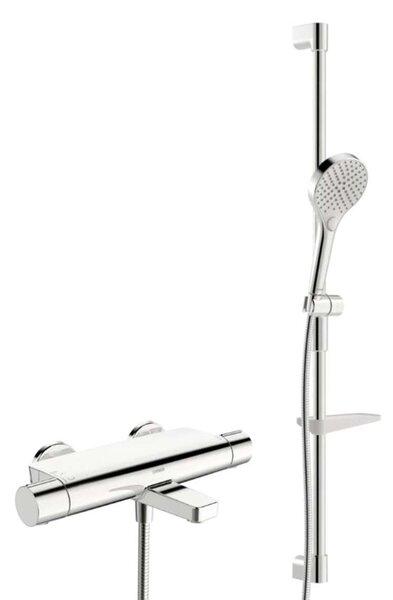 Hansa Optima - Set doccia con termostato per vasca da bagno, 3 getti, cromo 48372331
