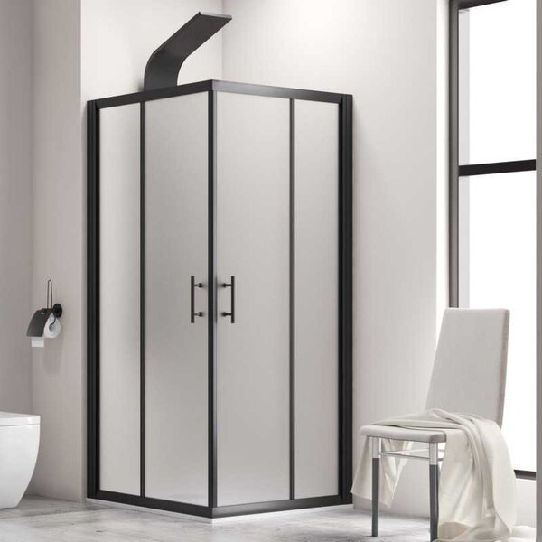 Kamalu box doccia telaio nero 70x70 vetro satinato | kf1000b