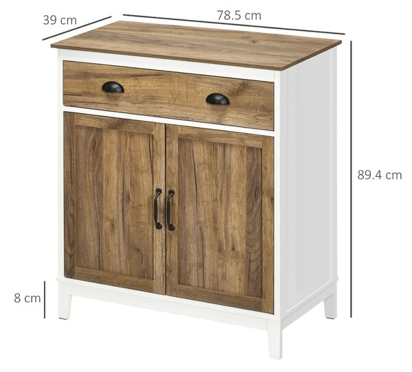 HOMCOM Mobile Multiuso in Truciolato con Armadietto e Cassetto in Stile Rustico, 78.5x39x89.4cm, Bianco|Aosom