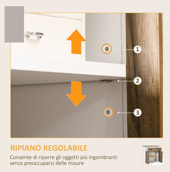 HOMCOM Mobile Multiuso in Truciolato con Armadietto e Cassetto in Stile Rustico, 78.5x39x89.4cm, Bianco|Aosom