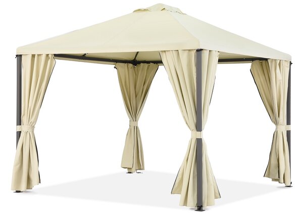 Padiglione beige da giardino con tende Madrid 3 x 3m Garden Point