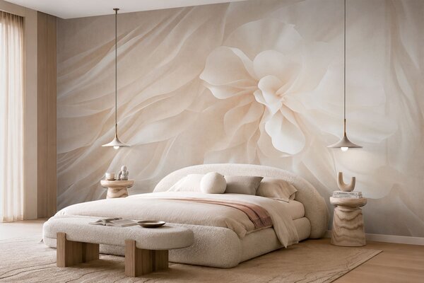 Carta da parati Un voluminoso fiore bianco tra forme delicate e fluide, Carta da parati Buffer, w05894 : Uwalls.it