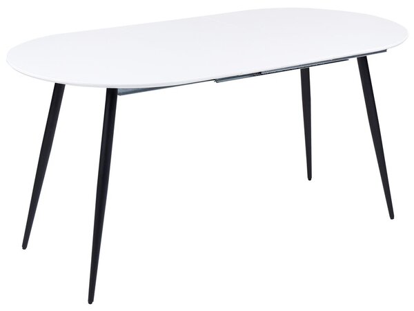 Tavolo da pranzo ovale allungabile moderno con piano in MDF e gambe in acciaio, bianco e nero 120/160 x 80 cm Rettangolare Design Moderno Beliani