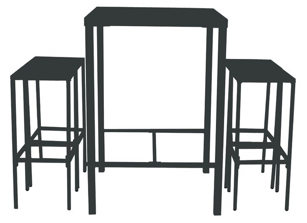 Set Bar Tavolo Alto e 4 Sgabelli da Giardino in Metallo Utility Snack Grigio