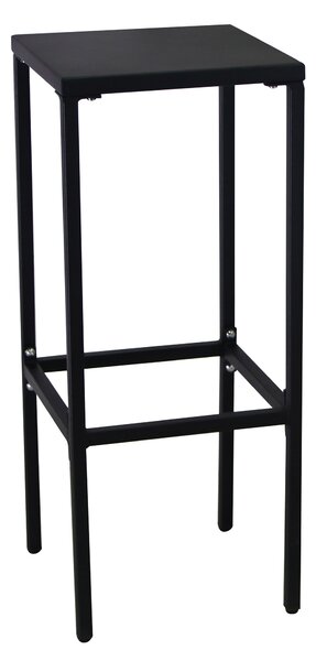 Sgabello Alto da Giardino 32x32xH78 cm in Metallo Utility Nero