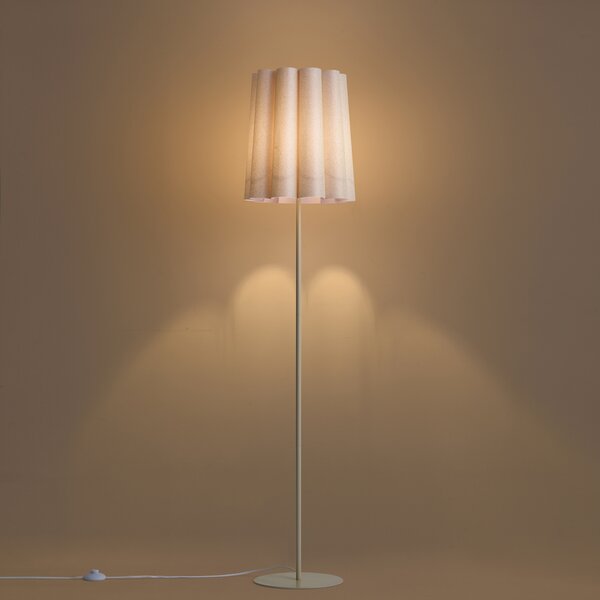 Lampada da terra Japandi beige con paralume in tessuto 160 cm - Jenni