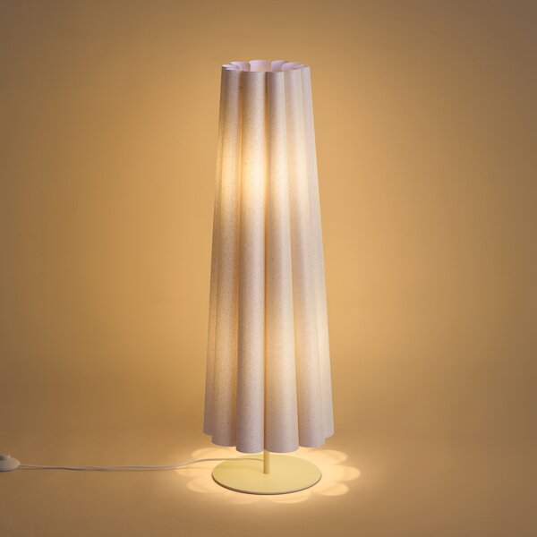 Lampada da terra Japandi beige con paralume in tessuto 95 cm 2 luci - Jenni