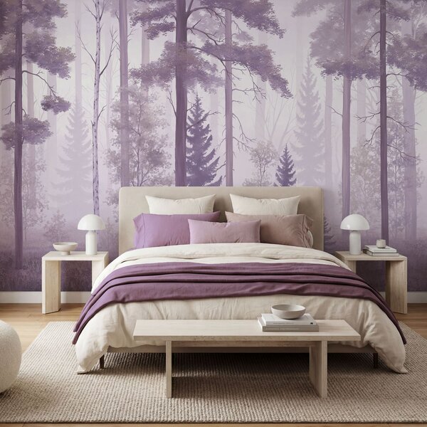 Carta da parati Wall mural Foggy forest with trees, Carta da parati Natura, Carta da parati popolare, t00978v3 - Tapeko.it